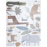 Little Olly Tvättbar barnmatta | Mace Animals gräddvit hos Volero | 120x170cm | Creme | Rektangel | Barnkläder