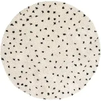 FRAAI Rund fluffig matta | Grand Dots gräddvit/svart | Ø 150cm | Creme | Jute | Rund | Inomhusmattor