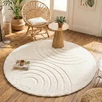 FRAAI Rund fluffig matta | Carvy Arches gräddvit hos Volero | Ø 120cm | Creme | Cotton | Rund | Inomhusmattor