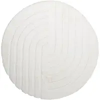 FRAAI Rund fluffig matta | Carvy Curves gräddvit hos Volero | Ø 120cm | Creme | Cotton | Rund | Inomhusmattor