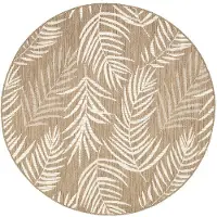 FRAAI Rund utomhusmatta | Malta Leaves natur hos Volero | Ø 120cm | Creme | Rund | Utomhusmattor