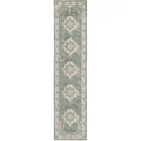 FRAAI Vintage | löpare | Spring Medaillon grön/gräddvit | 80x250cm | Grön | Löpare | Inomhusmattor