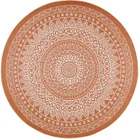 FRAAI Rund utomhusmatta | Summer Aztec terrakotta hos Volero | Ø 120cm | Terra | Rund | Utomhusmattor