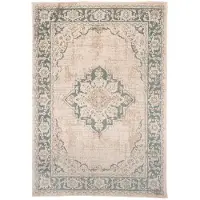 FRAAI Vintage matta | Spring Medaillon gräddvit/grön | 160x230cm | Creme | Rektangel | Inomhusmattor