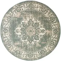 FRAAI Rund vintage matta | Spring Medaillon grön/gräddvit | Ø 200cm | Grön | Rund | Inomhusmattor