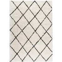 FRAAI Fluffig matta | Grand Lines gräddvit/svart hos Volero | 230x330cm | Creme | Jute | Rektangel | Inomhusmattor