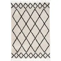 FRAAI Fluffig matta | Grand Dimond Vävd gräddvit/svart | 230x330cm | Creme | Jute | Rektangel | Inomhusmattor