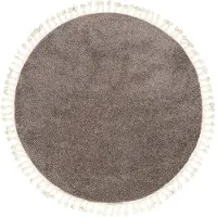NATURL. Rund fluffig matta | Lofty Fringe taupe hos Volero | Ø 200cm | Taupe | Jute | Rund | Inomhusmattor
