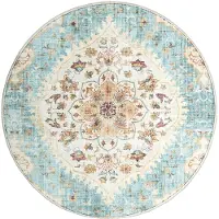 FRAAI Rund vintage utomhusmatta | Santo Mandala ljusblå | Ø 120cm | Blå | 3D | Mesh | Rund | Utomhusmattor