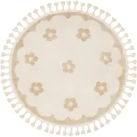 Little Olly Rund tvättbar barnmatta | Moos Flower gräddvit | Ø 200cm | Creme | Polypropylene | Rund | Barnkläder