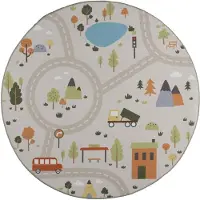 Little Olly Rund lekmatta | Rocky Ride grå hos Volero | Ø 120cm | Grå | Polyester | Rund | Barnkläder