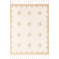 Little Olly Tvättbar matta för barn | Moos Flower gräddvit | 160x230cm | Creme | Polypropylene | Rektangel | Barnkläder