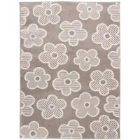Little Olly Matta barnrum | Bowie Flower taupe hos Volero | 140x200cm | Taupe | Jute | Rektangel | Barnkläder