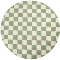 FRAAI Rund retromatta | Gambit grön/vit hos Volero | Ø 120cm | Grön | Rund | Inomhusmattor