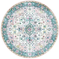 FRAAI Rund vintage matta | Lily Oriental blå/rosa hos Volero | Ø 200cm | Blå | Cotton | Rund | Inomhusmattor