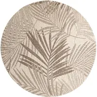 FRAAI Rund utomhusmatta | Tiga Palm taupe hos Volero | Ø 120cm | Taupe | Rund | Utomhusmattor