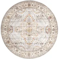 FRAAI Rund vintage utomhusmatta | Santo Flora ljusgrå | Ø 230cm | Grå | 3D | Mesh | Rund | Utomhusmattor
