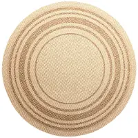 FRAAI Rund utomhusmatta i jute | Mavi Border gräddvit/brun | Ø 120cm | Creme | Rund | Utomhusmattor