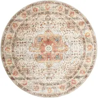 FRAAI Rund utomhusmatta | Kairo Medaillon gräddvit/flerfärgad | Ø 200cm | Creme | 3D | Mesh | Rund | Utomhusmattor