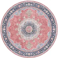 FRAAI Rund vintage matta | Lily Medaillon röd/rosa hos Volero | Ø 200cm | Röd | Cotton | Rund | Inomhusmattor