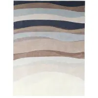 FRAAI Geometrisk matta | Swing Waves blå/brun hos Volero | 160x230cm | Blå | Cotton | Rektangel | Inomhusmattor