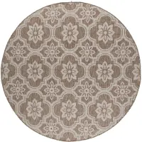 FRAAI Rund utomhusmatta | Rio Flower beige hos Volero | Ø 100cm | Beige | Jute | Rund | Utomhusmattor