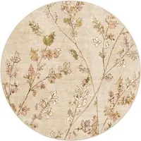 De Onlinewinkelier b.v. Rund tvättbar matta | Misty Floral gräddvit hos Volero | Ø 180cm | Creme | Rund | Inomhusmattor