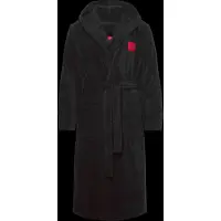 HUGO Hooded dressing gown in cotton terry with logo label