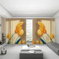 Yiran Furniture Moderna Lätt Lyx Nordisk Stil Höga Mörkläggningsgardiner Växt Blomma Tulpanmönster Vardagsrum Sovrum Balkong Mörkläggningsgardiner W55 X H120cm X 2&Grommet Top beige
