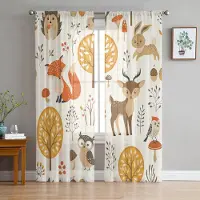 Yiran Furniture Tecknade Djur Gård Skira Gardiner Vardagsrumsfönster Tyllgardiner För Sovrum Kök Heminredning Voile Draperier W135 x H115cm x1&Grommet Top white