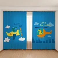 Yiran Furniture Barnrum Högskuggande Gardin Söt Tecknad Dinosaurie Pojke Flicka Sovrumsgardin Tjock Mörkläggningsdraperi Flerfärgad Dinosaurie Ny W55 X H120cm X 2&Grommet Top blue