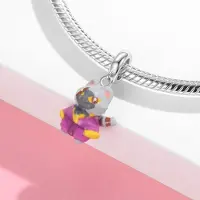 YIRAN Jewelry Färgglada emaljpärlor flera roller piratkrigare djur katt berlocker 925 silver smyckestillverkning passar original berlockarmband white