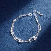 YIRAN Jewelry 925 Sterlingsilver Stjärnor Rund Berlockarmband För Kvinnor Elegant Boxkedja Födelsedagsfest Smycken Sl028 blue
