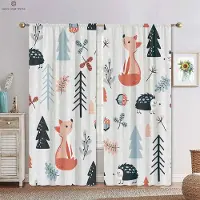 Yiran Furniture Tecknade gardiner med djurprint i regnbågsfärger, Dekorativa gardiner för barnrum, Lätta att tvätta och sköta, Sovrum, Vardagsrum W50xH130(CM)x2PCS&Grommet Top white