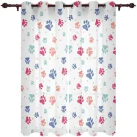 Yiran Furniture Färg Hund Tassavtryck Stil Tjocka Mörkläggningsgardiner Vardagsrum Hög Skuggning Gardiner Hem Dekorativa Föremål Mörkläggningsdraperier W55 X H120cm X 2&Grommet Top white