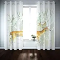 Yiran Furniture Hjort Djurform Mönster Höga Mörkläggningsgardiner Digital Gradient Modernt Tryck Vardagsrum Sovrum Gardiner Hemrumsdekor Draperi W55 X H120cm X 2&Grommet Top white