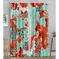 Yiran Furniture Ny Billig Rosa Blomma Fisk Grön Påfågel Gardiner Sovrum Hotellfönster Hög Skuggning Ny Mode Vacker Färg Mönster 2 Paneler W55 X H120cm X 2&Grommet Top gray