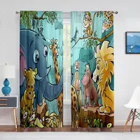 Yiran Furniture Sovrum Kök Gardin Tecknad Zoo Djur Samling Djungel Barn Fönstergardiner Gardiner för Vardagsrum Dekorativa Föremål 140W160H(CM)55x63in&Rod Pocket blue