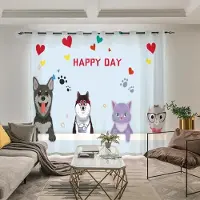 Yiran Furniture Tecknad Söt Djur Katt Hög Skuggning Gardin Barnrum Sovrum Avskärmning Restaurang Personlighet Kreativ Tjock Gardin W55 X H120cm X 2&Grommet Top white