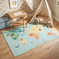 Little Olly Barnmatta | Globe blå hos Volero | 140x200cm | Blå | Cotton | Rektangel | Barnkläder