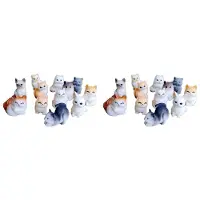 Typecat 24X Söt Miniatyr Kattdjursdekoration i Harts, Hantverk, Liten Miniatyrfigur för Bonsai, Mikrolandskap, Älvträdgårdsdekoration