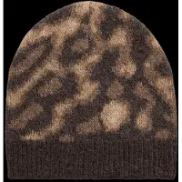 Ralph Lauren för kvinnor. 454P23532001 Randig mössa i stickat material med ocelotmönster (djurtryck) (OSFA), Casual, Djurmönster, Tyg