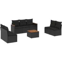 vidaXL Loungegrupp för trädgården med dynor 8 delar svart konstrotting