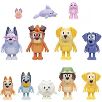 Azul Bluey Super Fan Set inkluderar tolv 2-2,5 " Siffror Bingo Chattermax Grey Dancer Floppy Bunny Lucky Nana Jean-Luc Johnny Lucky's Dad Joff Pom Po