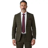Paul Andrew Herr Grön Tweed Fiskbensmönstrad Formell Rutig Kavaj - Harris
