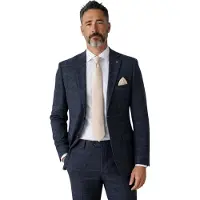 Paul Andrew Herrmarinblå tweed fiskbensmönstrad formell rutig kavaj - Harris