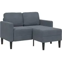 vidaXL 2-sitssoffa med schäslong L-formad mörkgrå 125 cm sammet