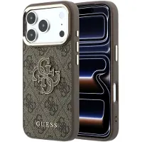 GUESS 4G & Big Resin Logo-fodral för iPhone 17 Pro Max / 18 Pro Max – Brunt