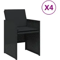 vidaXL Set med 4 Trädgårdsstolar med Kuddar, Terrassäten, Balkongstolar, Utomhuspatio Möbler, Svart 4007436