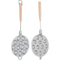 Konnwei Valnötskakbakare Non-stick Valnötskakbakare Ovala Kakor Bakverktyg med Trähantag för Köket 12 Hål L white